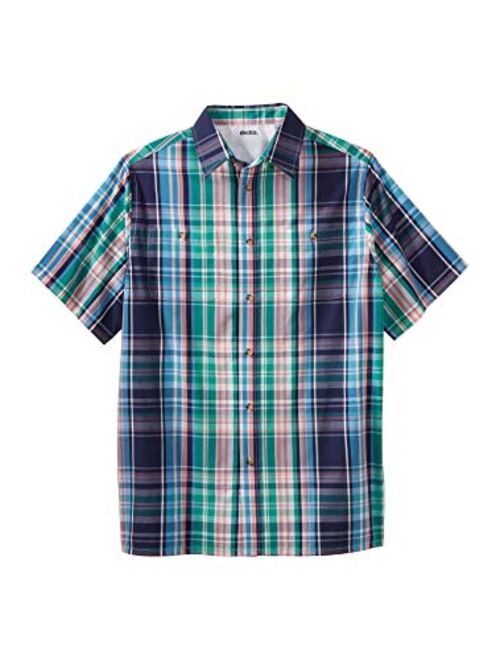 KingSize Men's Big and Tall Short-Sleeve Plaid Sport Shirt