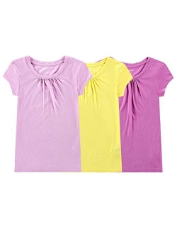 Bienzoe Girl's School Uniform Breathable Quick Dry T-Shirt 3PCS Pack