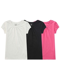 Bienzoe Girl's School Uniform Breathable Quick Dry T-Shirt 3PCS Pack