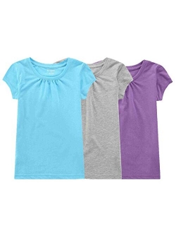 Bienzoe Girl's School Uniform Breathable Quick Dry T-Shirt 3PCS Pack