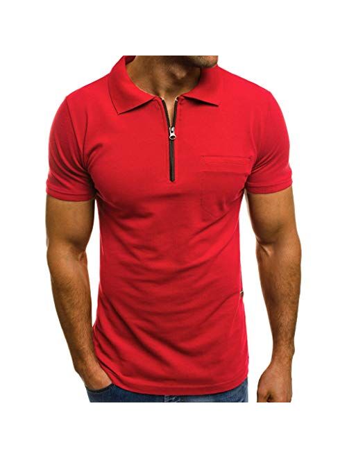 vermers Mens Fashion Polo Shirts Summer Casual Buttons Striped Short Sleeve T Shirt