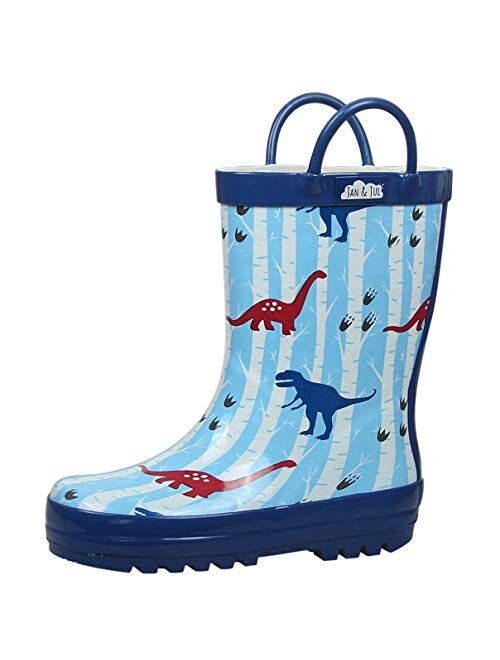 Baby Toddler Kids Natural Rubber Rain Boots Easy-on with Soft Cotton Lining for Girls Boys