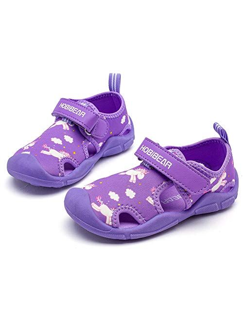 HOBIBEAR Boys Girls Water Shoes Quick Dry Closed-Toe Aquatic Sport Sandals Toddler/Little Kid