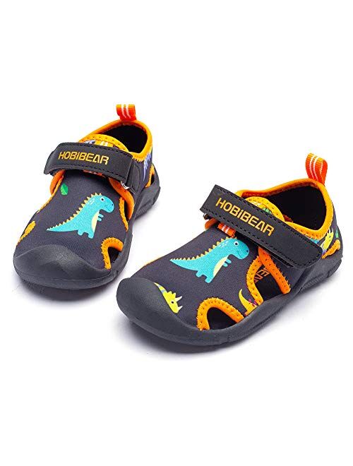 HOBIBEAR Boys Girls Water Shoes Quick Dry Closed-Toe Aquatic Sport Sandals Toddler/Little Kid