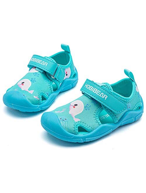 HOBIBEAR Boys Girls Water Shoes Quick Dry Closed-Toe Aquatic Sport Sandals Toddler/Little Kid