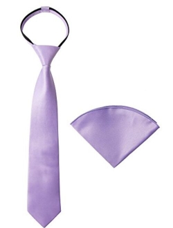 Boys' Satin Zipper Necktie and Handkerchief Set