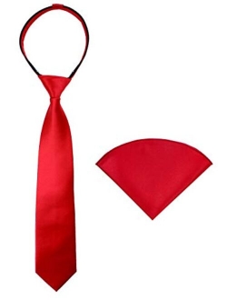 Boys' Satin Zipper Necktie and Handkerchief Set