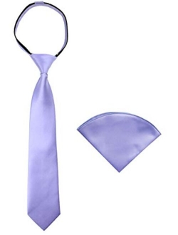 Boys' Satin Zipper Necktie and Handkerchief Set