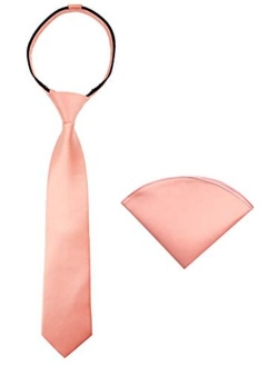 Boys' Satin Zipper Necktie and Handkerchief Set