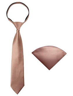 Boys' Satin Zipper Necktie and Handkerchief Set