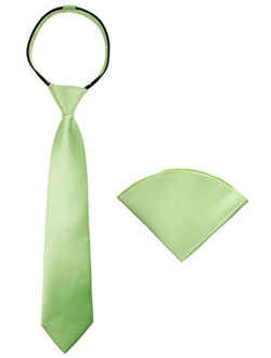 Boys' Satin Zipper Necktie and Handkerchief Set