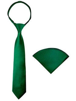 Boys' Satin Zipper Necktie and Handkerchief Set