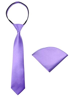 Boys' Satin Zipper Necktie and Handkerchief Set