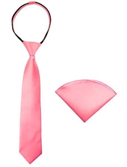 Boys' Satin Zipper Necktie and Handkerchief Set