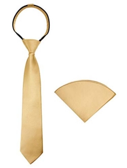 Boys' Satin Zipper Necktie and Handkerchief Set