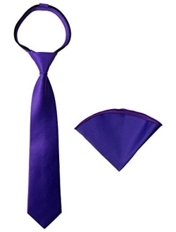 Boys' Satin Zipper Necktie and Handkerchief Set