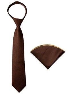 Boys' Satin Zipper Necktie and Handkerchief Set