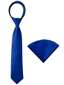 Boys' Satin Zipper Necktie and Handkerchief Set