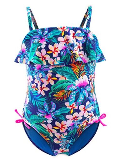 Girls One Piece Swimsuits, Unicorn Rainbow Butterfly Printing Swimwear, Hawaiian Beach Bathing Suit for Vacation