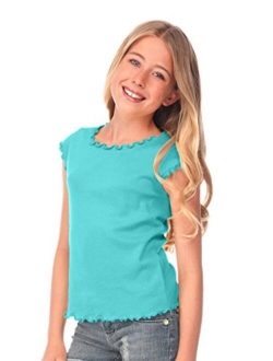 Kavio! Big Girls 7-16 Lettuce Edge Scoop Neck Cap Sleeve Top