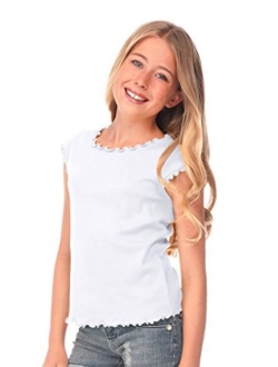 Kavio! Big Girls 7-16 Lettuce Edge Scoop Neck Cap Sleeve Top