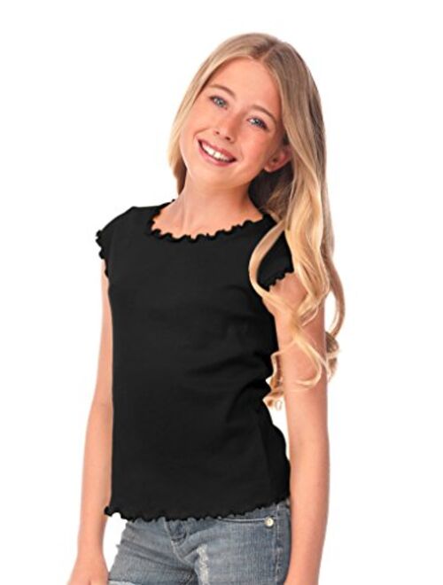 Kavio! Big Girls 7-16 Lettuce Edge Scoop Neck Cap Sleeve Top