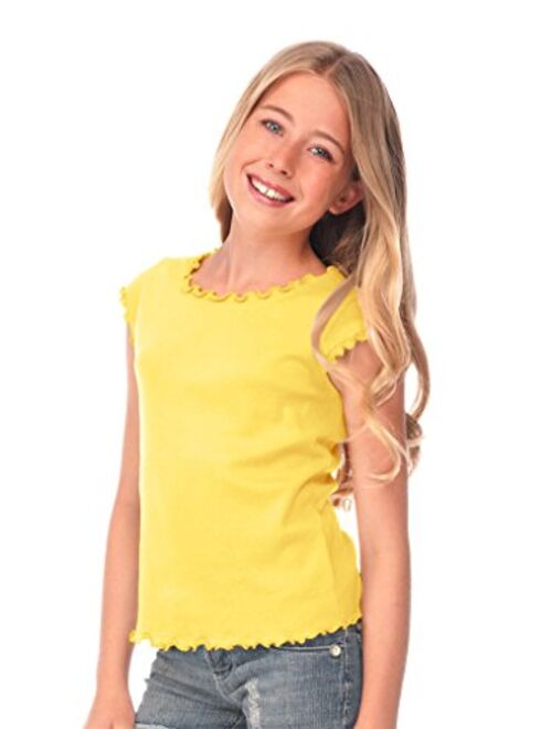 Kavio! Big Girls 7-16 Lettuce Edge Scoop Neck Cap Sleeve Top