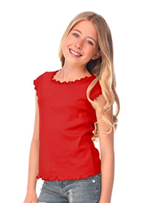 Kavio! Big Girls 7-16 Lettuce Edge Scoop Neck Cap Sleeve Top