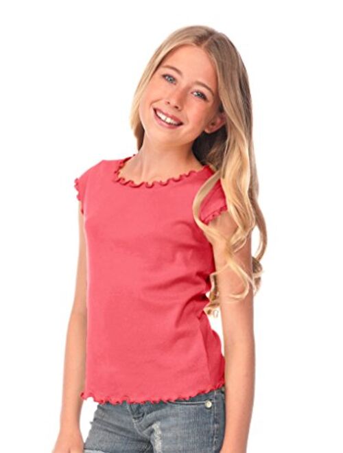 Kavio! Big Girls 7-16 Lettuce Edge Scoop Neck Cap Sleeve Top