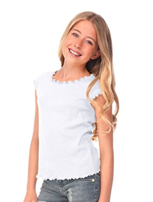 Kavio! Big Girls 7-16 Lettuce Edge Scoop Neck Cap Sleeve Top