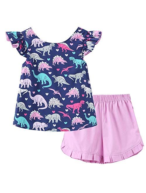 Frogwill Little Girls 2 Pieces Playwear Set with Bow and Applique