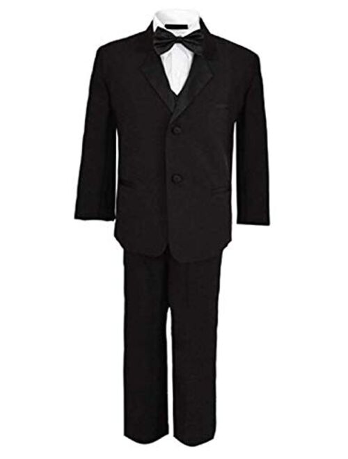 Rafael Boys Tuxedo with Vest, Shirt, and Bow Tie Black or White