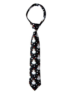 Boy's Printed Microfiber Christmas Theme Pretied Zipper Tie