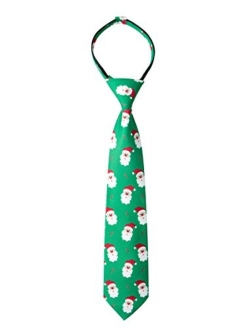 Boy's Printed Microfiber Christmas Theme Pretied Zipper Tie