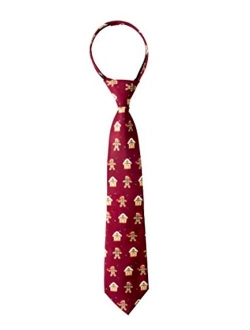 Boy's Printed Microfiber Christmas Theme Pretied Zipper Tie