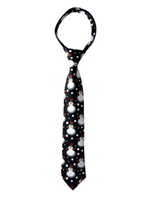 Spring Notion Boy's Printed Microfiber Christmas Theme Pretied Zipper Tie