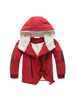 Gaorui Boys Winter Hooded Down Coat Jacket Thick Wool Inside Kids Warm Faux Fur Outerwear Coat