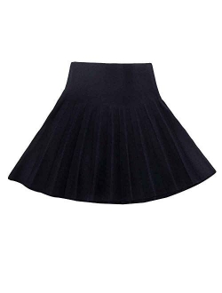 Gooket Girls High Waist Knitted Flared Pleated Skater Skirt Casual Mini Skirt Age 3-14Y