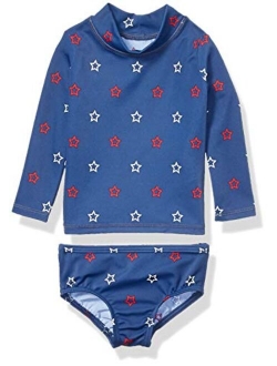 UPF 50  Baby Girls 2-Piece Long-Sleeve Rash Guard Set