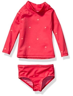 UPF 50  Baby Girls 2-Piece Long-Sleeve Rash Guard Set