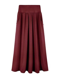 Fashion California Girls 7-16 Years Poly or Rayon Solid Maxi Skirt with Pockets (S-XL)
