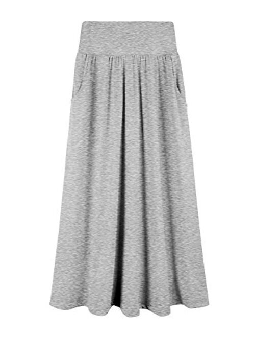 Fashion California Girls 7-16 Years Poly or Rayon Solid Maxi Skirt with Pockets (S-XL)