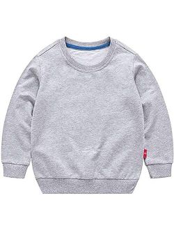 HAXICO Unisex Kids Solid Cotton Thin Pullover Sweatshirt T-Shirt Toddler Baby Crewneck Long Sleeve Tshirts Tops Blouse