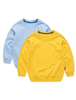 HAXICO Unisex Kids Solid Cotton Thin Pullover Sweatshirt T-Shirt Toddler Baby Crewneck Long Sleeve Tshirts Tops Blouse
