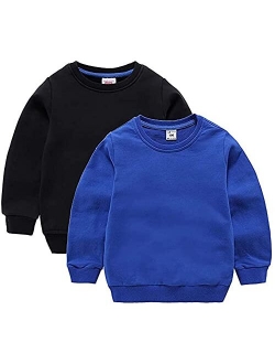 HAXICO Unisex Kids Solid Cotton Thin Pullover Sweatshirt T-Shirt Toddler Baby Crewneck Long Sleeve Tshirts Tops Blouse