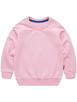 HAXICO Unisex Kids Solid Cotton Thin Pullover Sweatshirt T-Shirt Toddler Baby Crewneck Long Sleeve Tshirts Tops Blouse