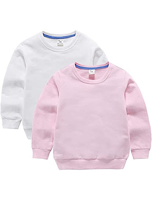 HAXICO Unisex Kids Solid Cotton Thin Pullover Sweatshirt T-Shirt Toddler Baby Crewneck Long Sleeve Tshirts Tops Blouse