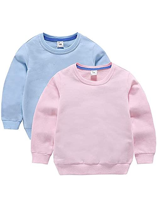 HAXICO Unisex Kids Solid Cotton Thin Pullover Sweatshirt T-Shirt Toddler Baby Crewneck Long Sleeve Tshirts Tops Blouse