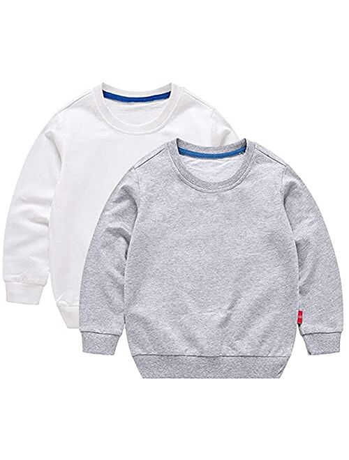 HAXICO Unisex Kids Solid Cotton Thin Pullover Sweatshirt T-Shirt Toddler Baby Crewneck Long Sleeve Tshirts Tops Blouse