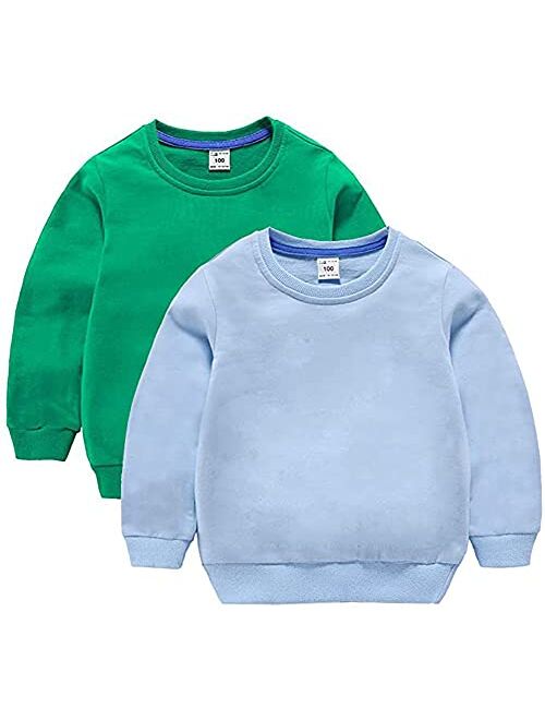 HAXICO Unisex Kids Solid Cotton Thin Pullover Sweatshirt T-Shirt Toddler Baby Crewneck Long Sleeve Tshirts Tops Blouse